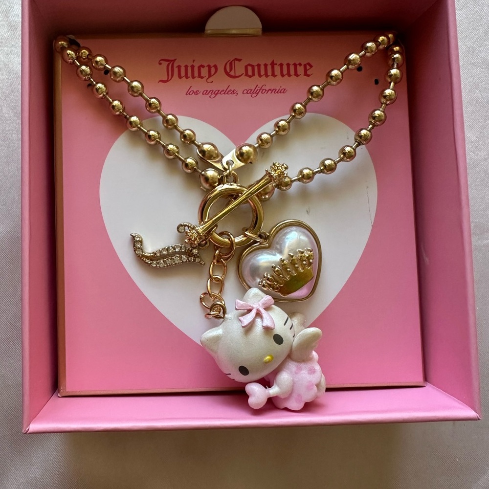 Juicy Couture Gold and Pink Charm Necklace